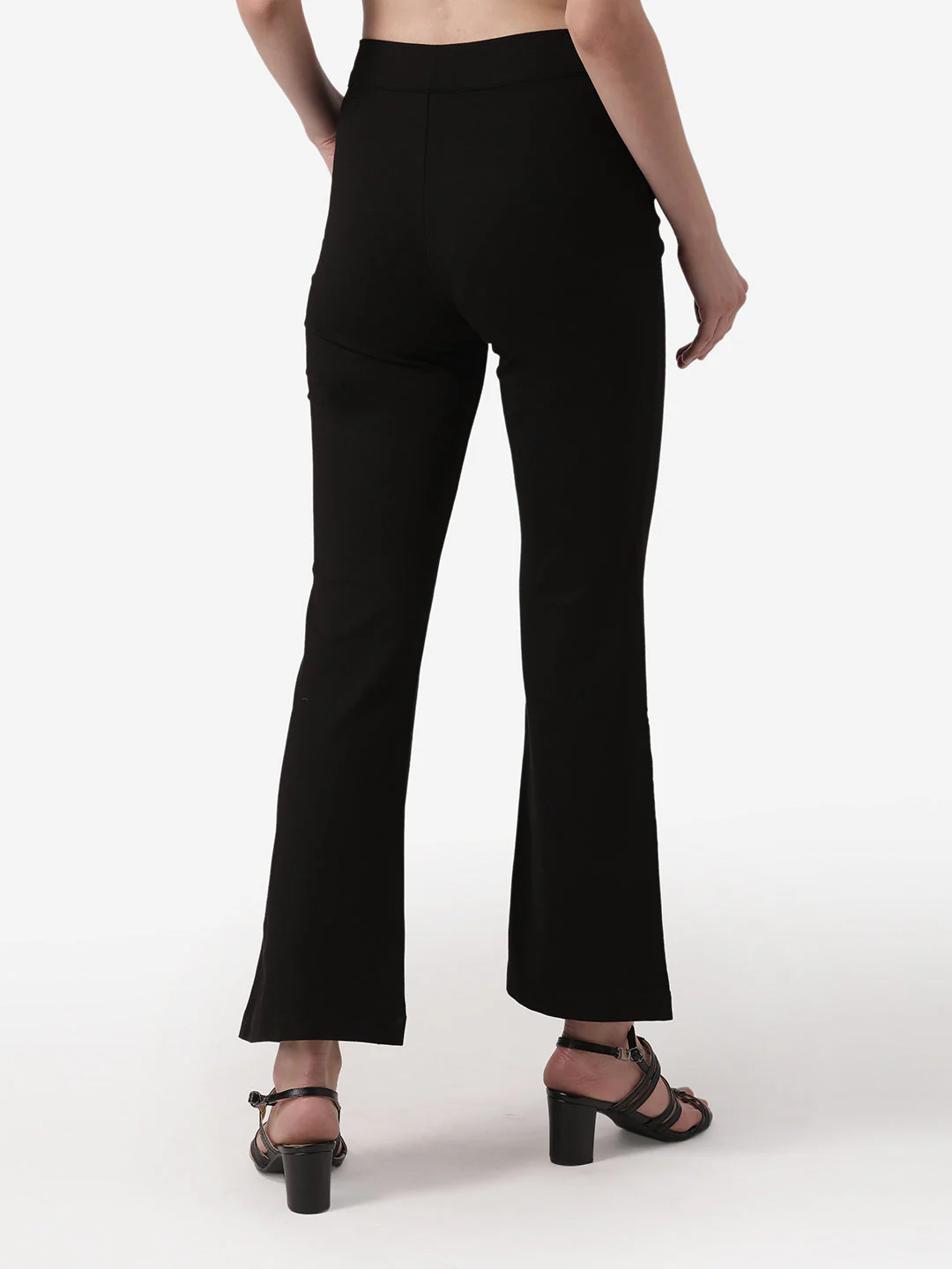 Women Black Solid Rayon Nylon Stretched Jegging - Image 4