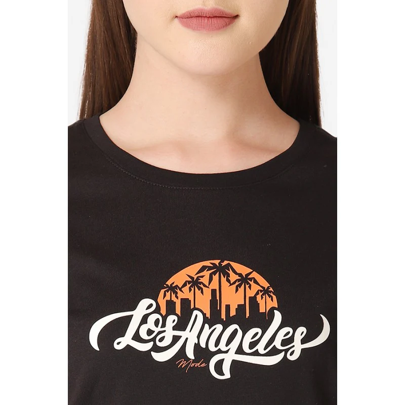 Women's Black Round Neck T-Shirt - Image 4
