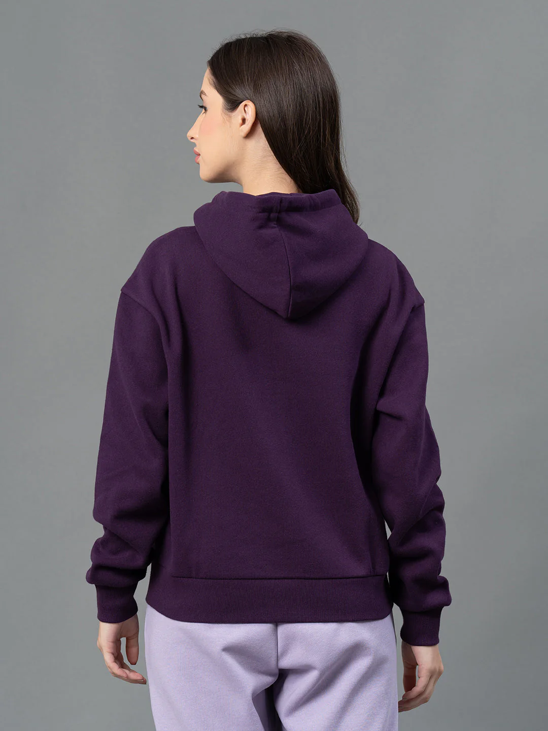 Women Dark Purple Graphic Print Hoodie - Image 3