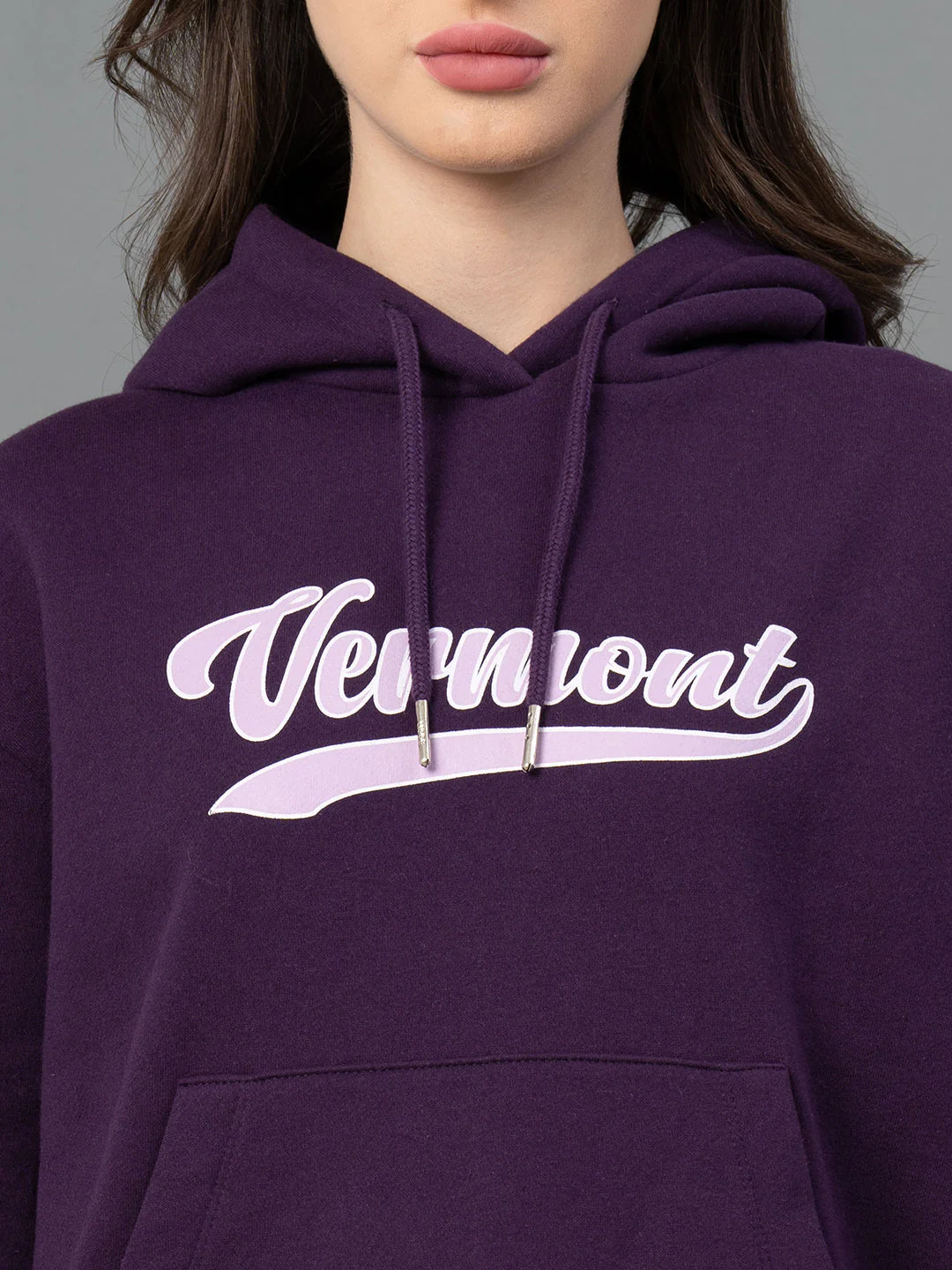 Women Dark Purple Graphic Print Hoodie - Image 4