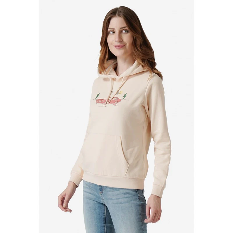 Women Ecru Hoodie - Image 2