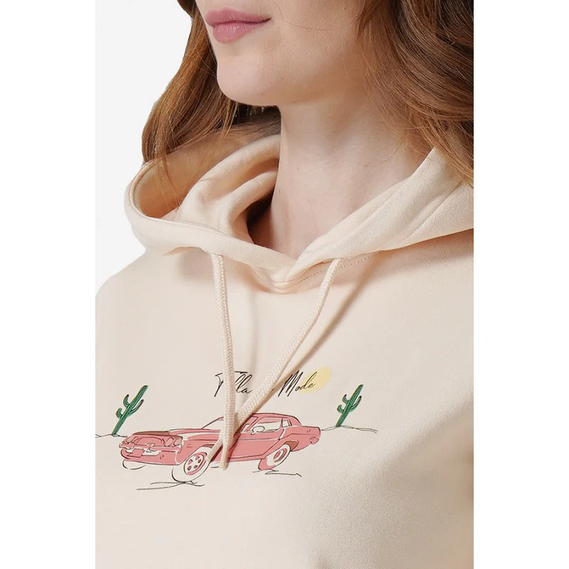 Women Ecru Hoodie - Image 5