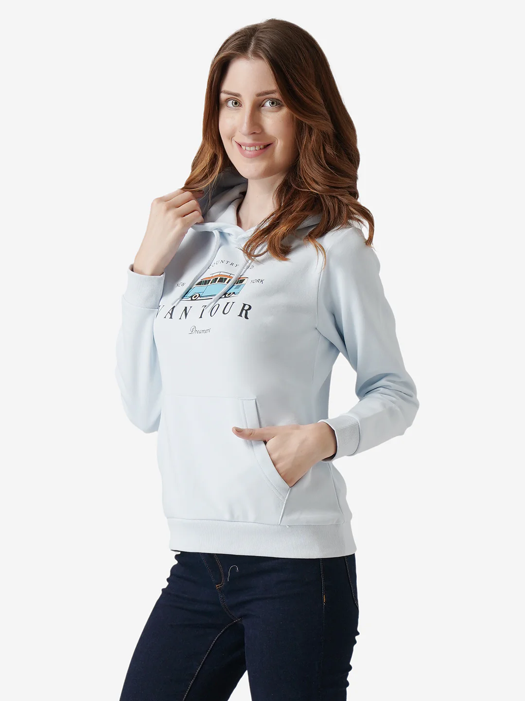 Women Light Blue Hoodie - Image 8