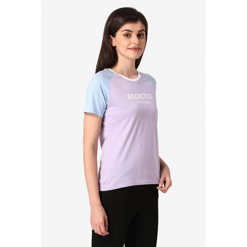 Women Lilac Round Neck T-Shirt - Image 2