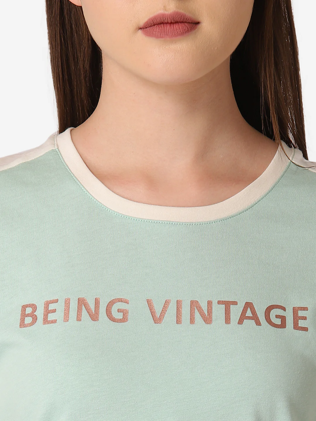 Women's Lime Green Round Neck T-Shirt - Image 5