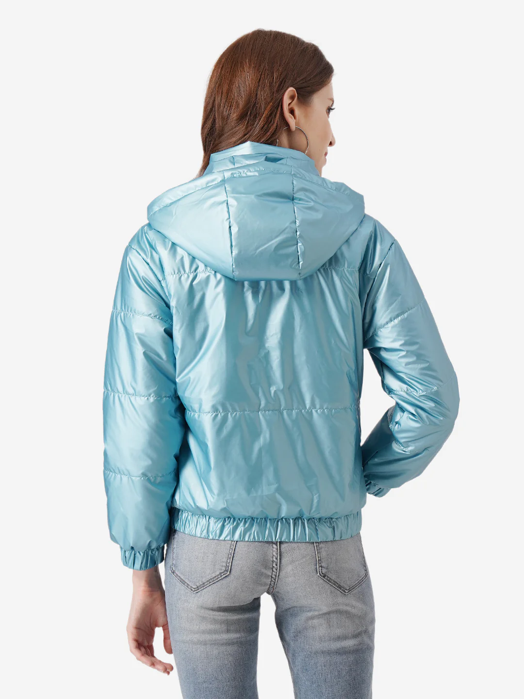 Women Metallic Blue Jacket - Image 5