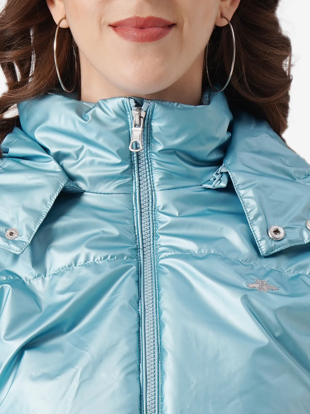 Women Metallic Blue Jacket - Image 7