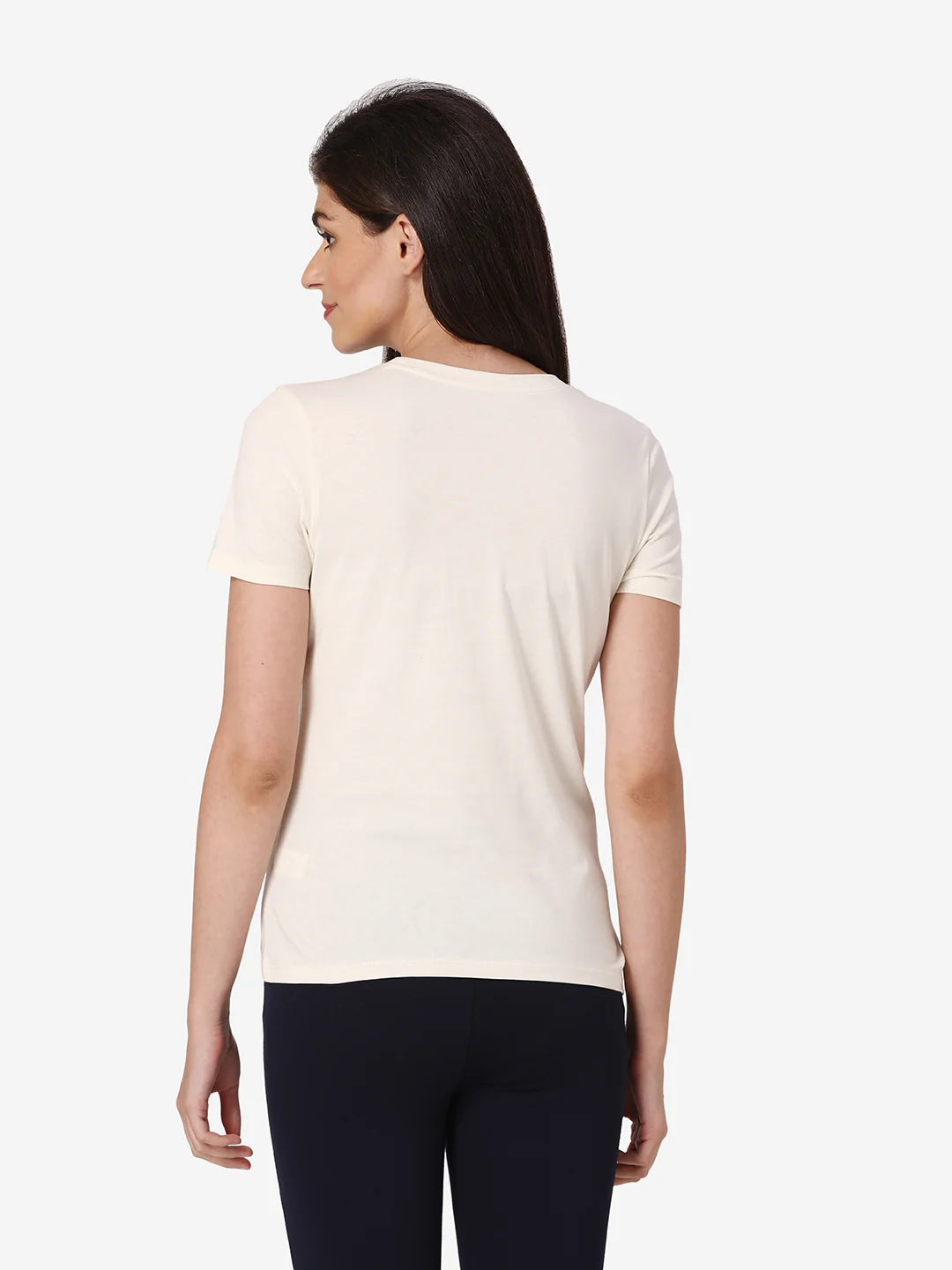 Women Off White Round Neck T-Shirt - Image 5