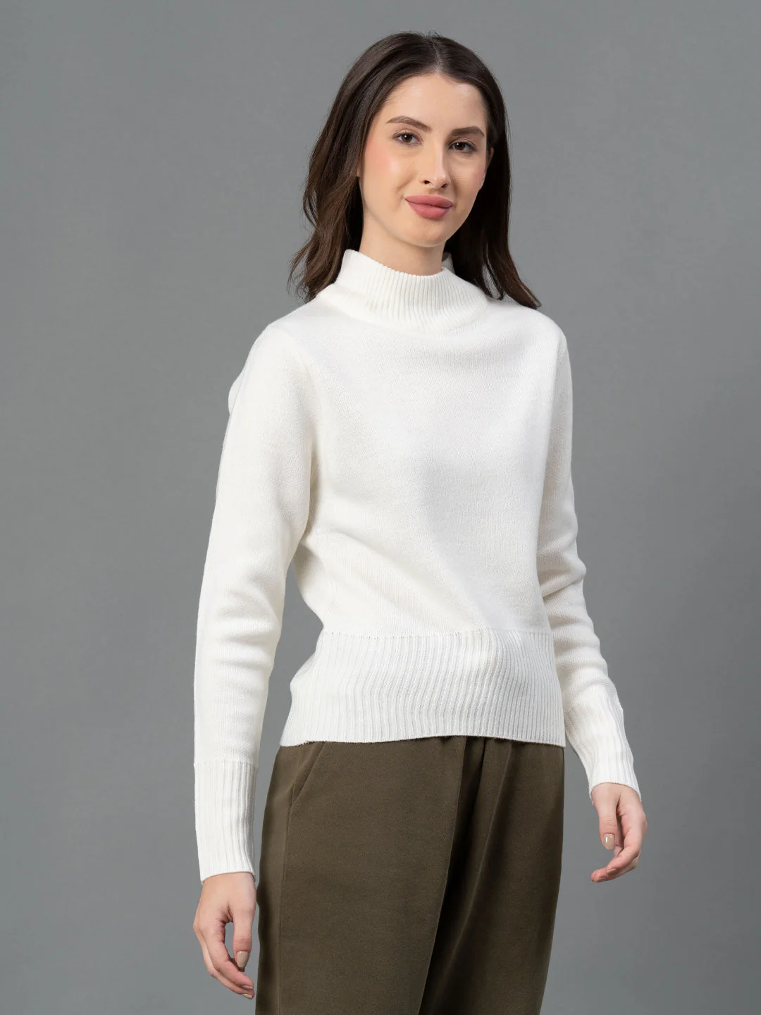 Women Off-White Solid Sweater - Image 2