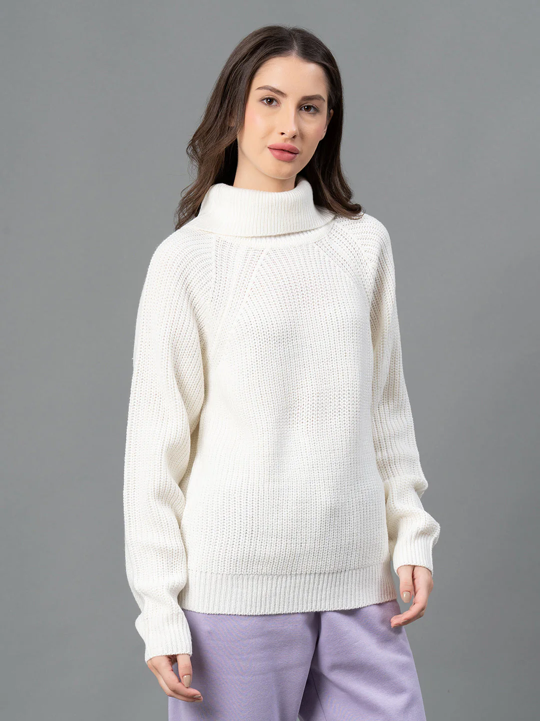Women Off-White Solid Sweater - Image 2