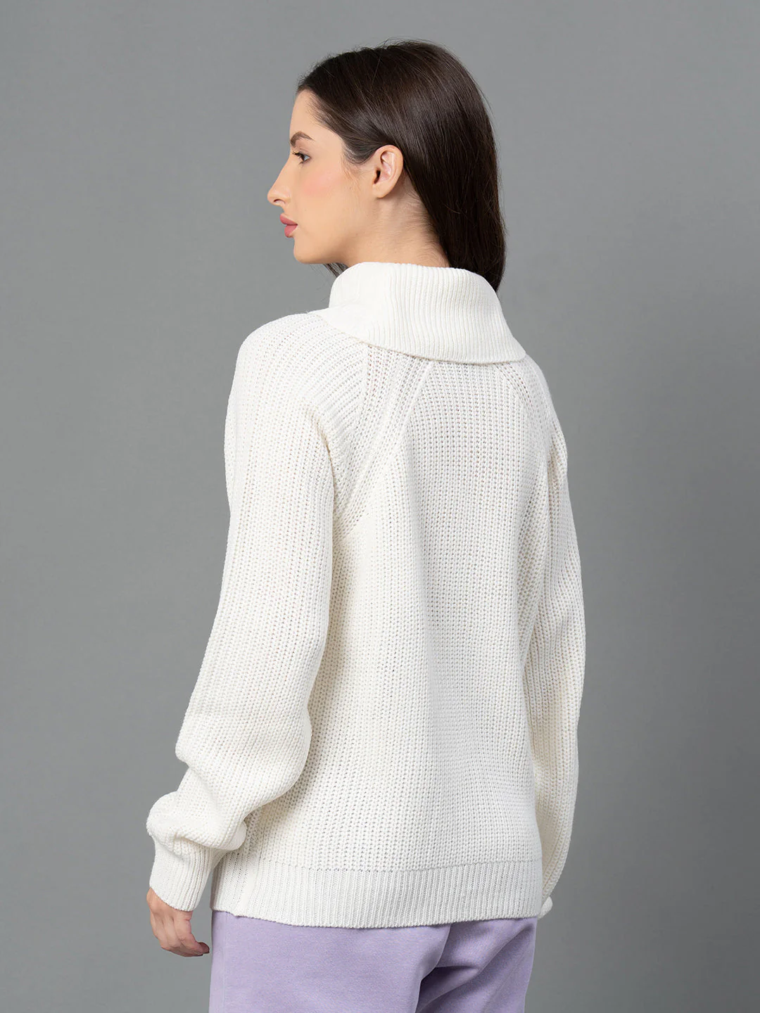 Women Off-White Solid Sweater - Image 3