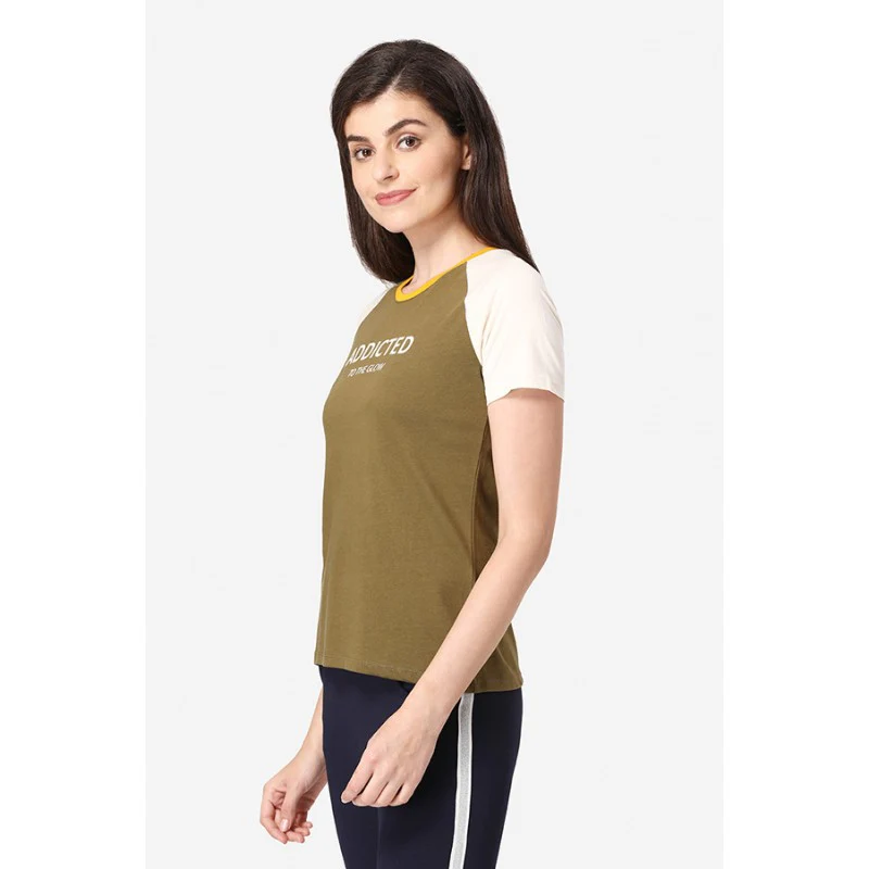 Women Olive Round Neck T-Shirt - Image 2