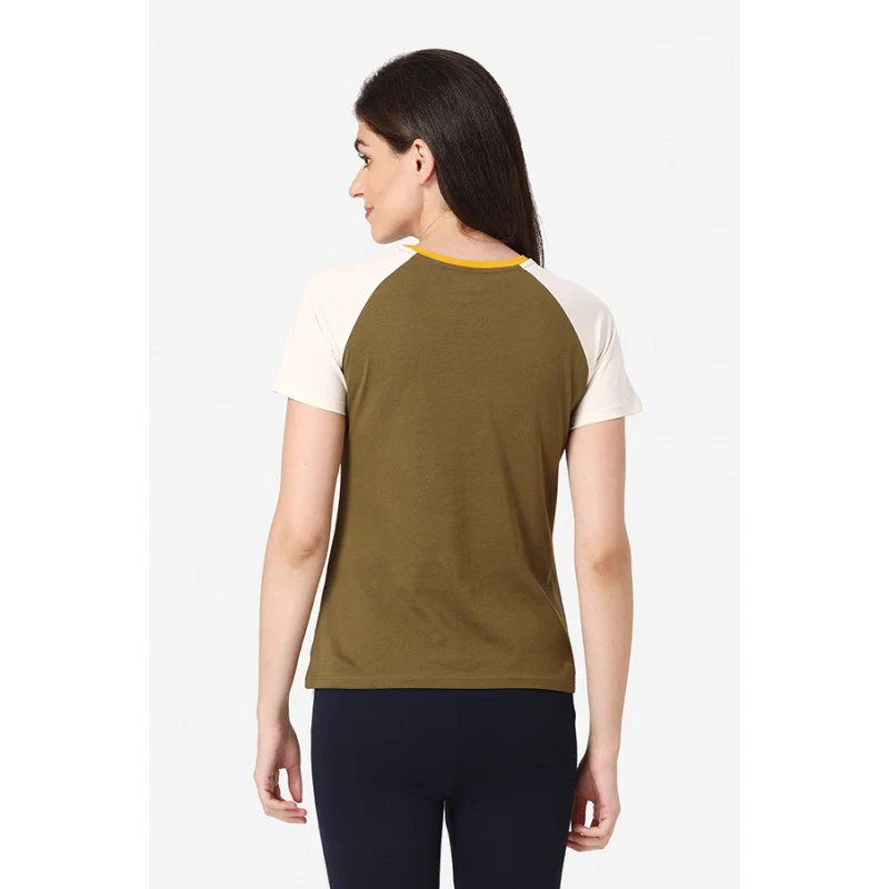 Women Olive Round Neck T-Shirt - Image 4