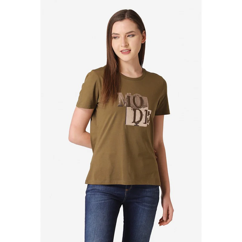 Women's Olive Round Neck T-Shirt