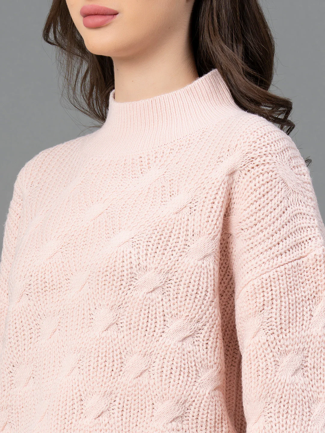 Women Peach Texture Design Sweater - Image 4