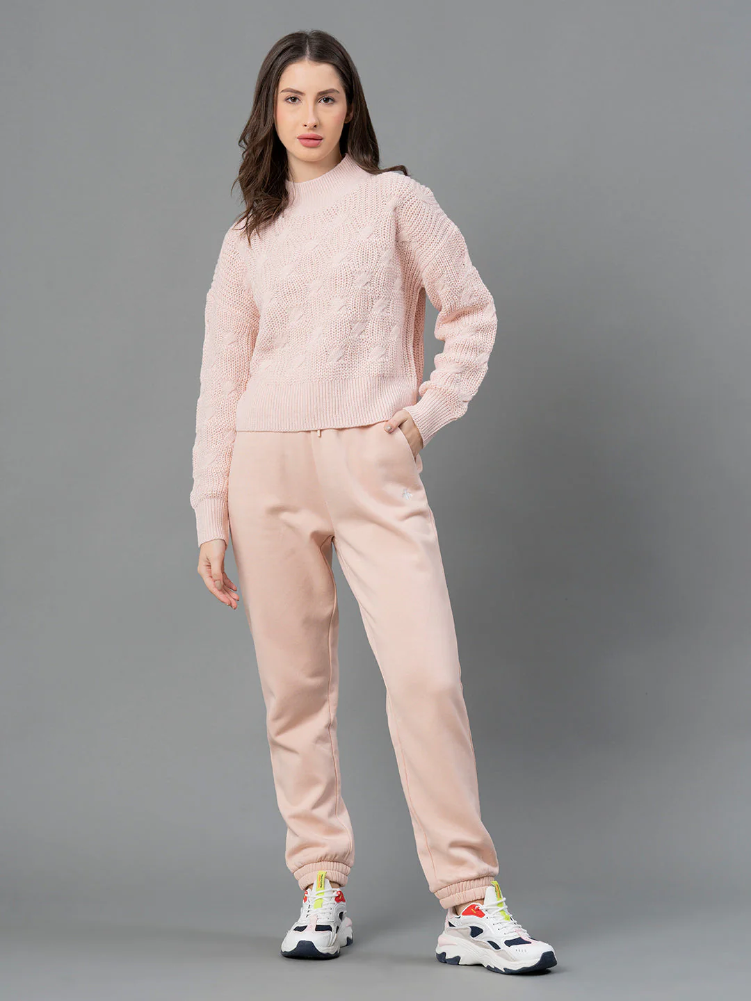 Women Peach Texture Design Sweater - Image 5
