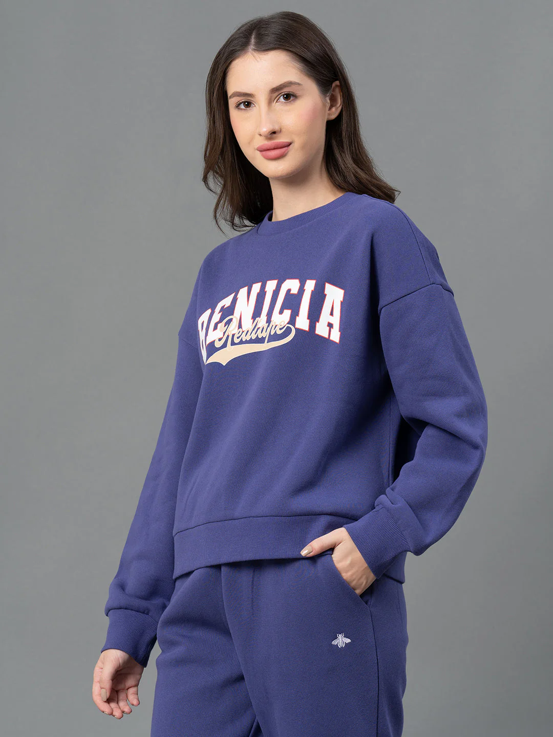 Women Purple Graphic Print Sweatshirt - Image 3