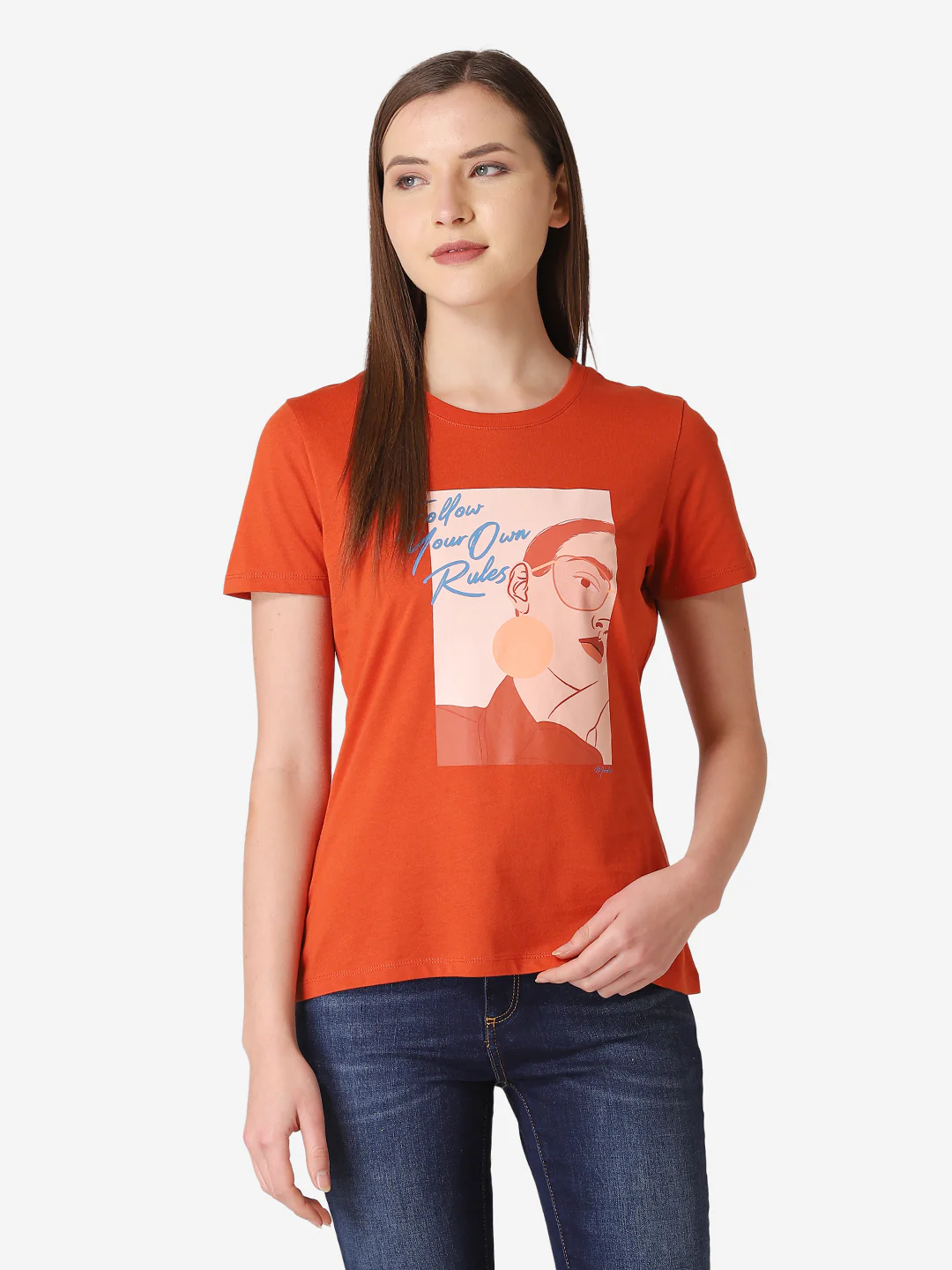 Women Rust Orange T Shirt - Image 2