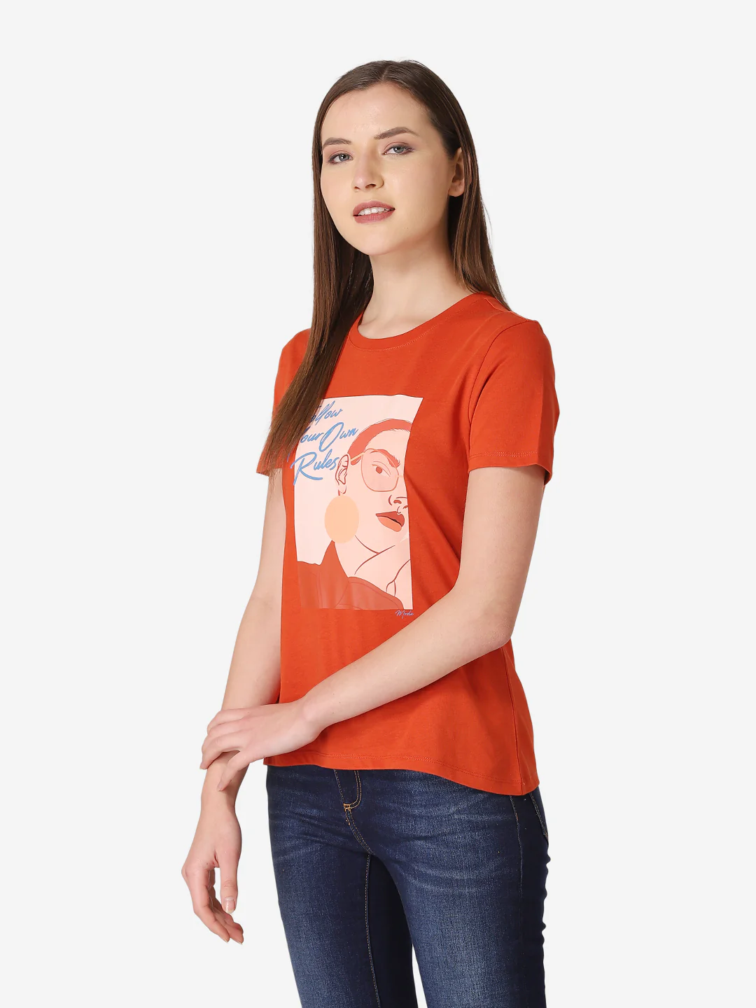 Women Rust Orange T Shirt - Image 3