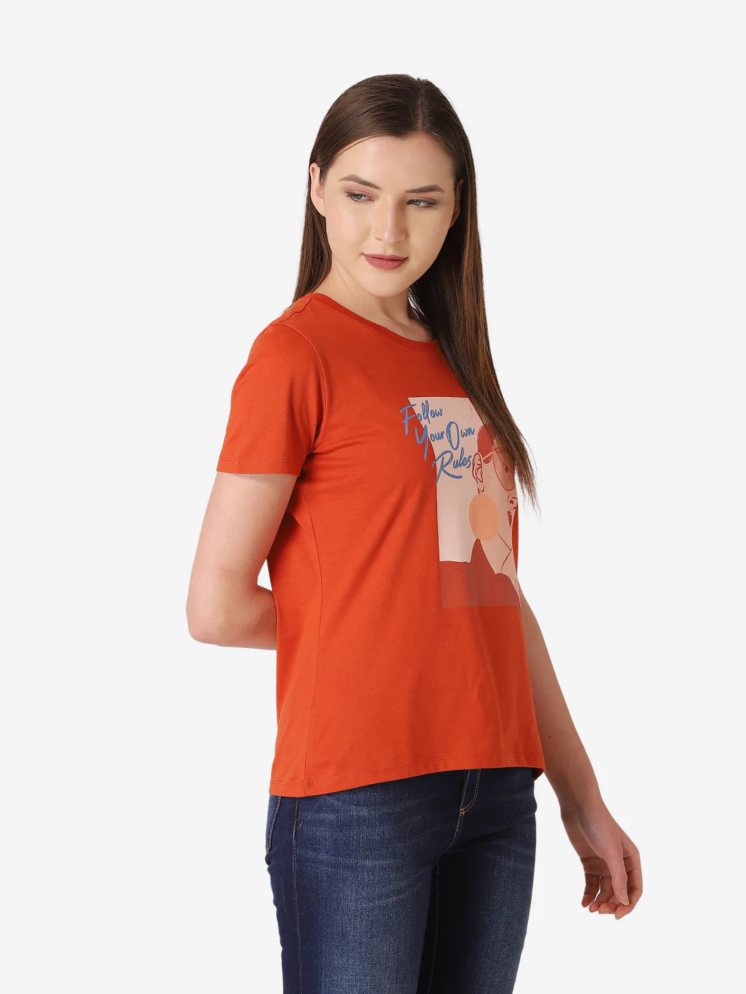Women Rust Orange T Shirt - Image 4
