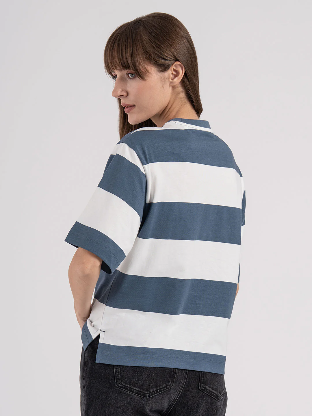 Women's Striped Round Neck T-Shirt - Image 3
