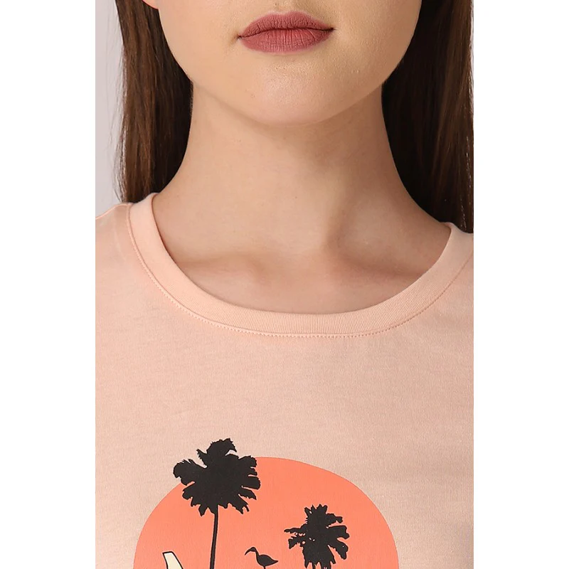 Women's Salmon Round Neck T-Shirt - Image 4