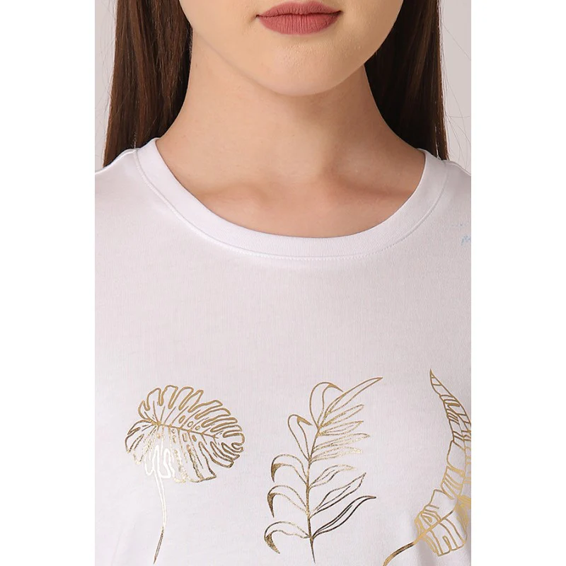 Women's White Round Neck T-Shirt - Image 4