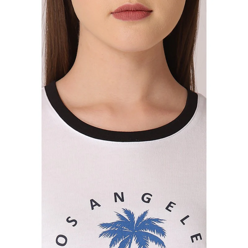 Women's White Round Neck T-Shirt - Image 4
