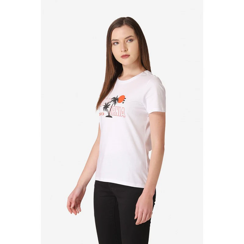 Women's White Round Neck T-Shirt - Image 2
