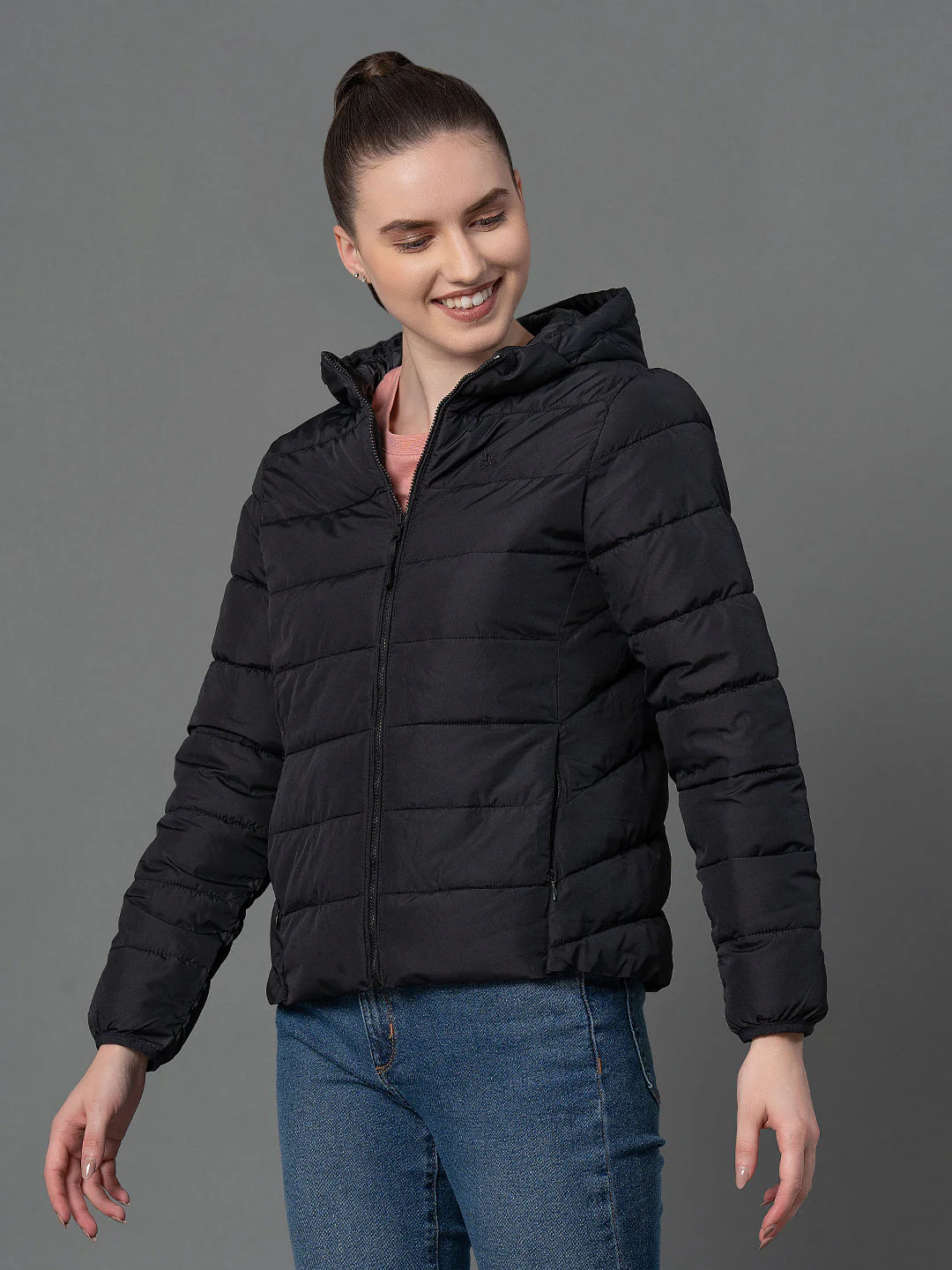 Women's Black Padded Jacket - Image 2