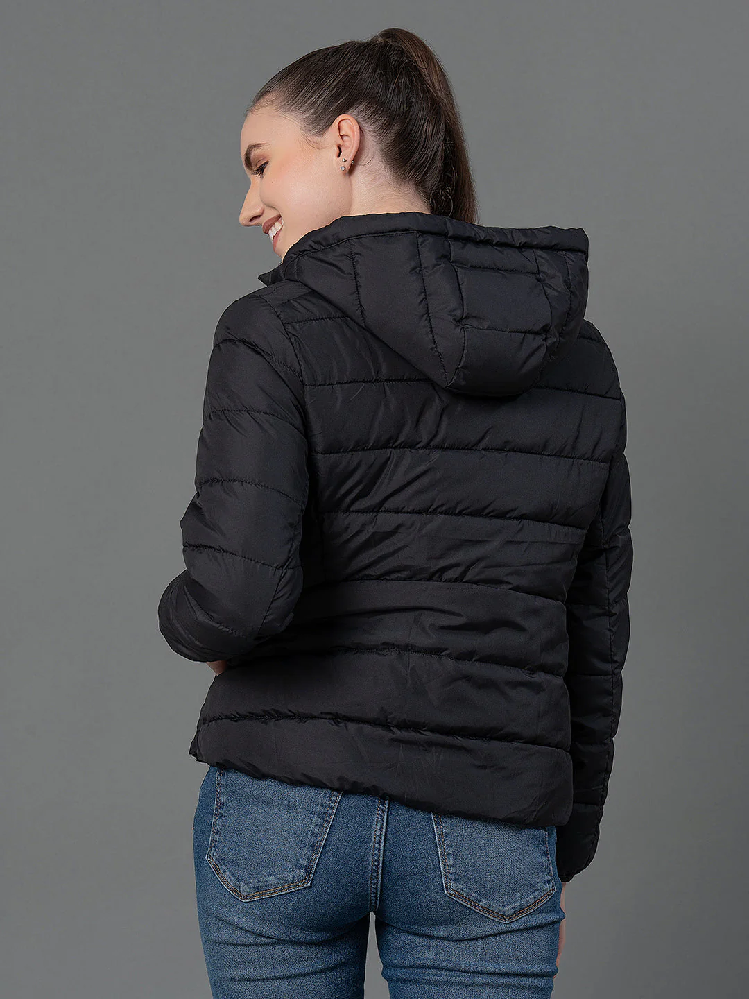 Women's Black Padded Jacket - Image 3