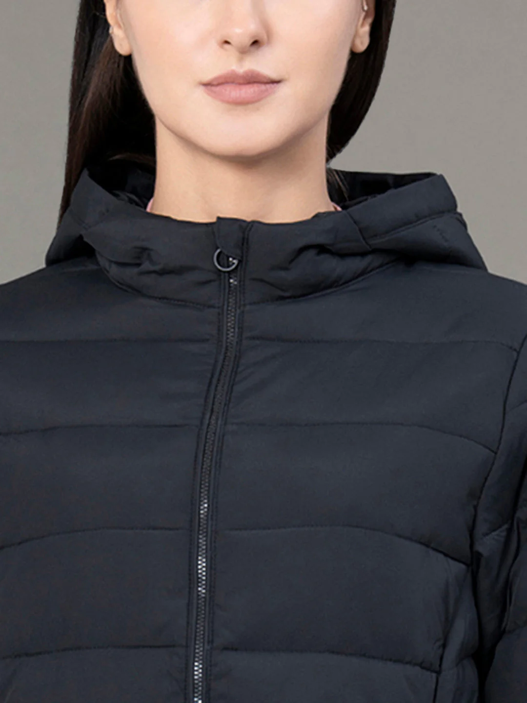Women's Black Polyester Solid Padded Jacket - Image 4