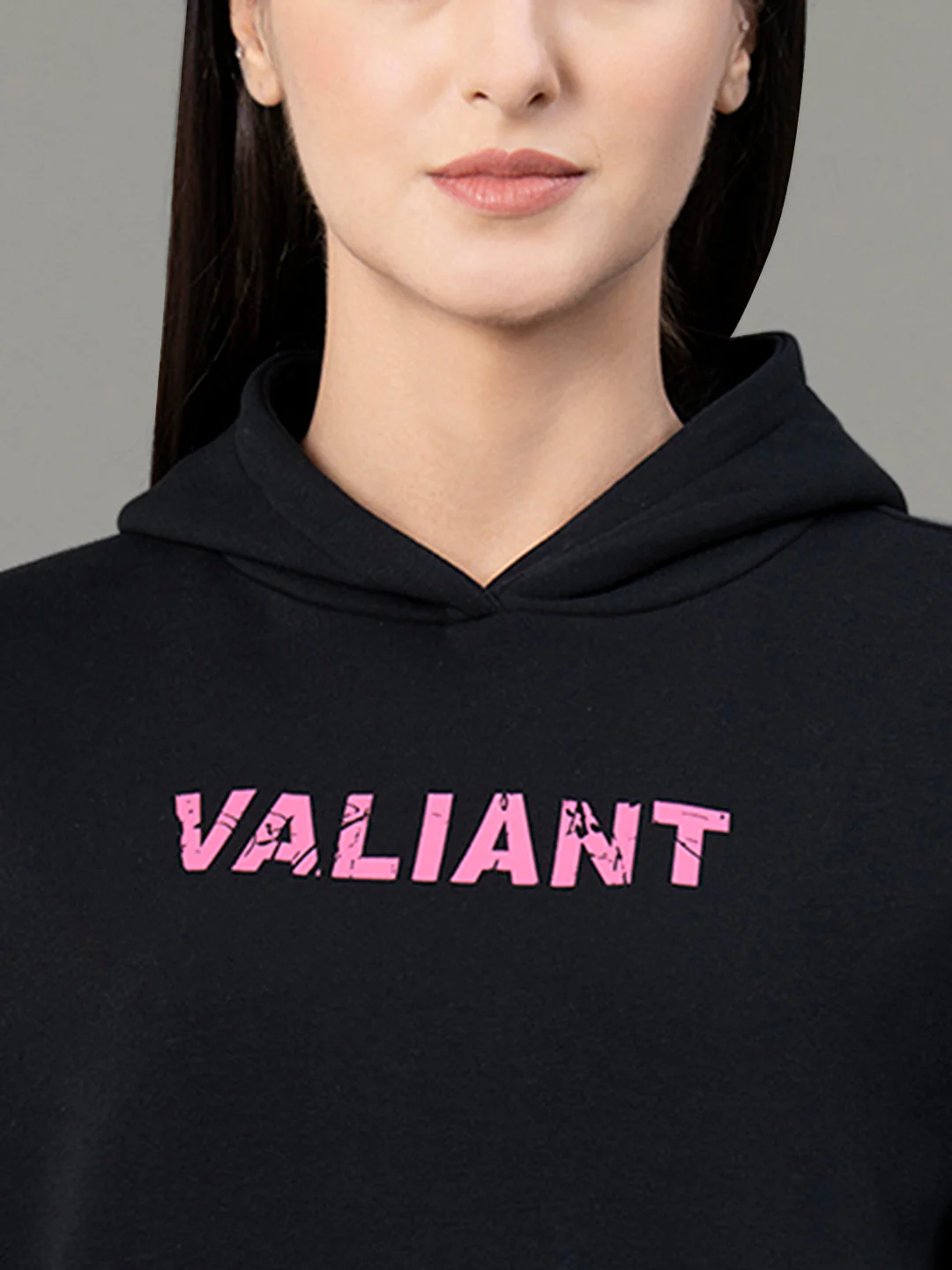 Women's Black Poly Cotton Fleece Graphic Print Hoodie - Image 4