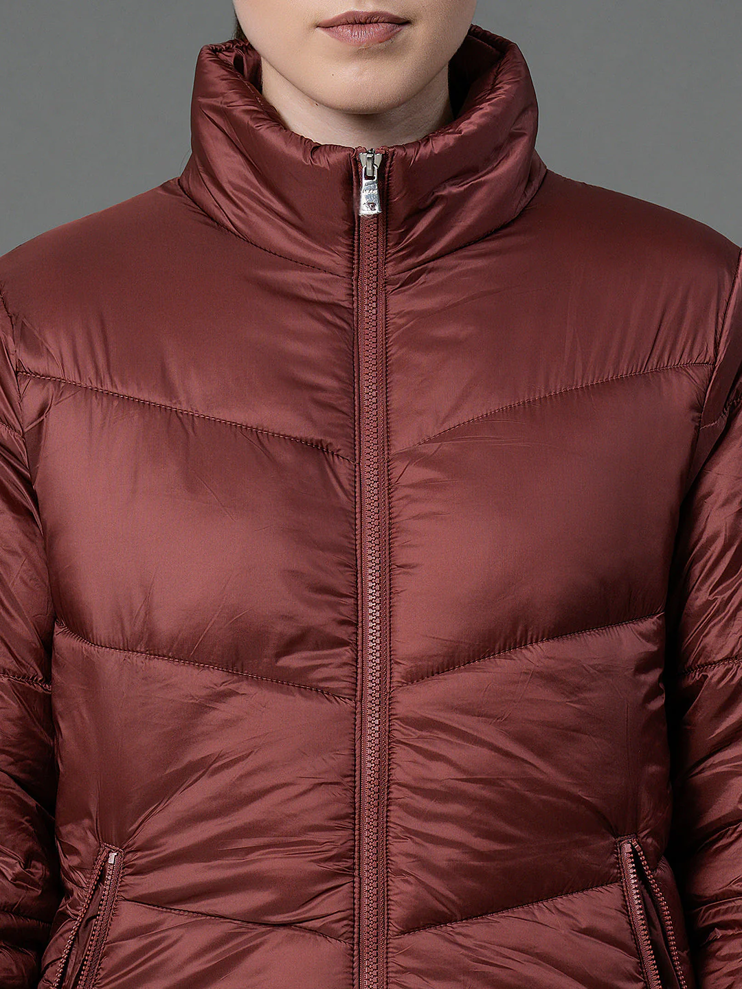 Women's Blush Red Padded Jacket - Image 4