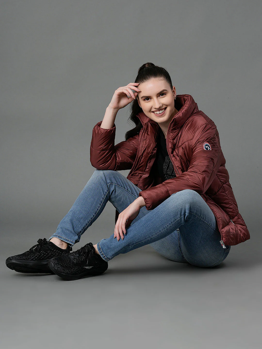 Women's Blush Red Padded Jacket - Image 5