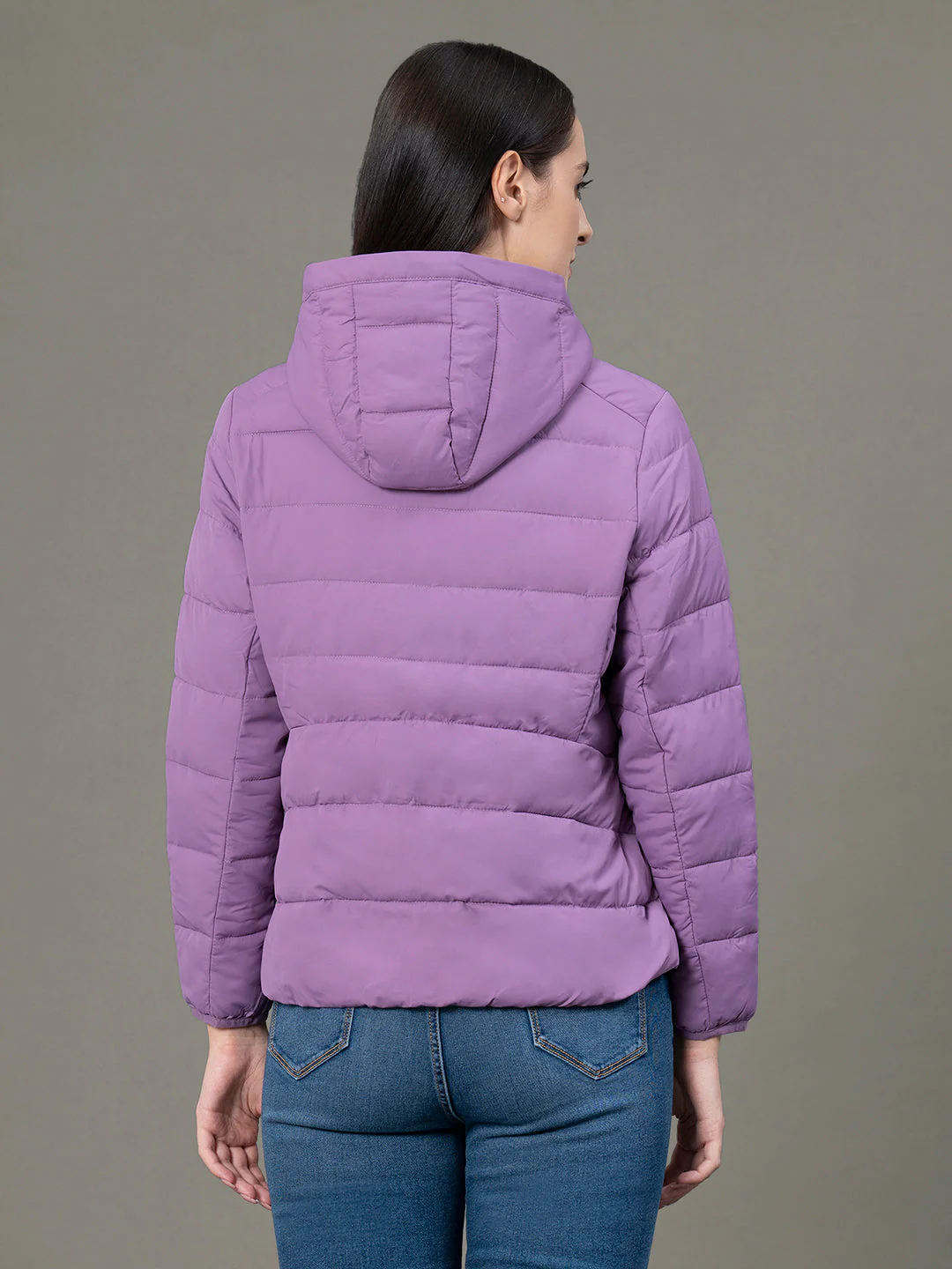 Women's Light Mauve Polyester Solid Padded Jacket - Image 3