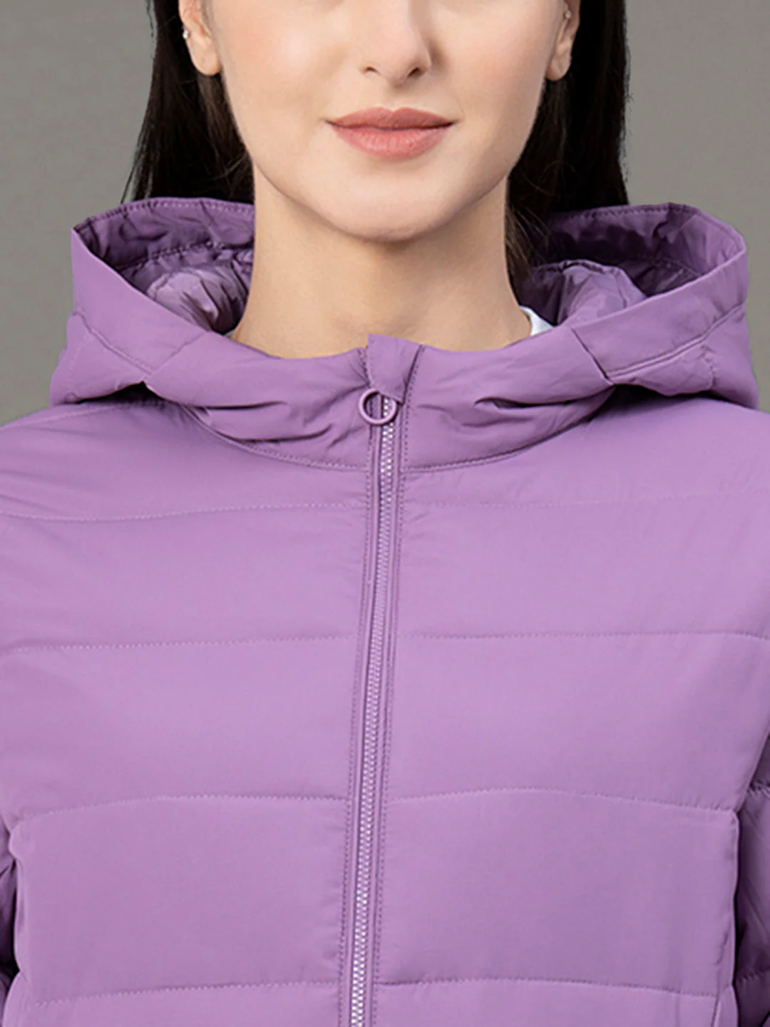 Women's Light Mauve Polyester Solid Padded Jacket - Image 4