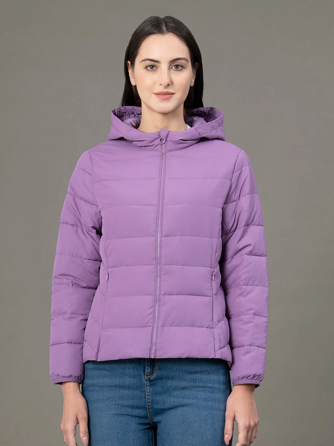 Women's Light Mauve Polyester Solid Padded Jacket - Image 7