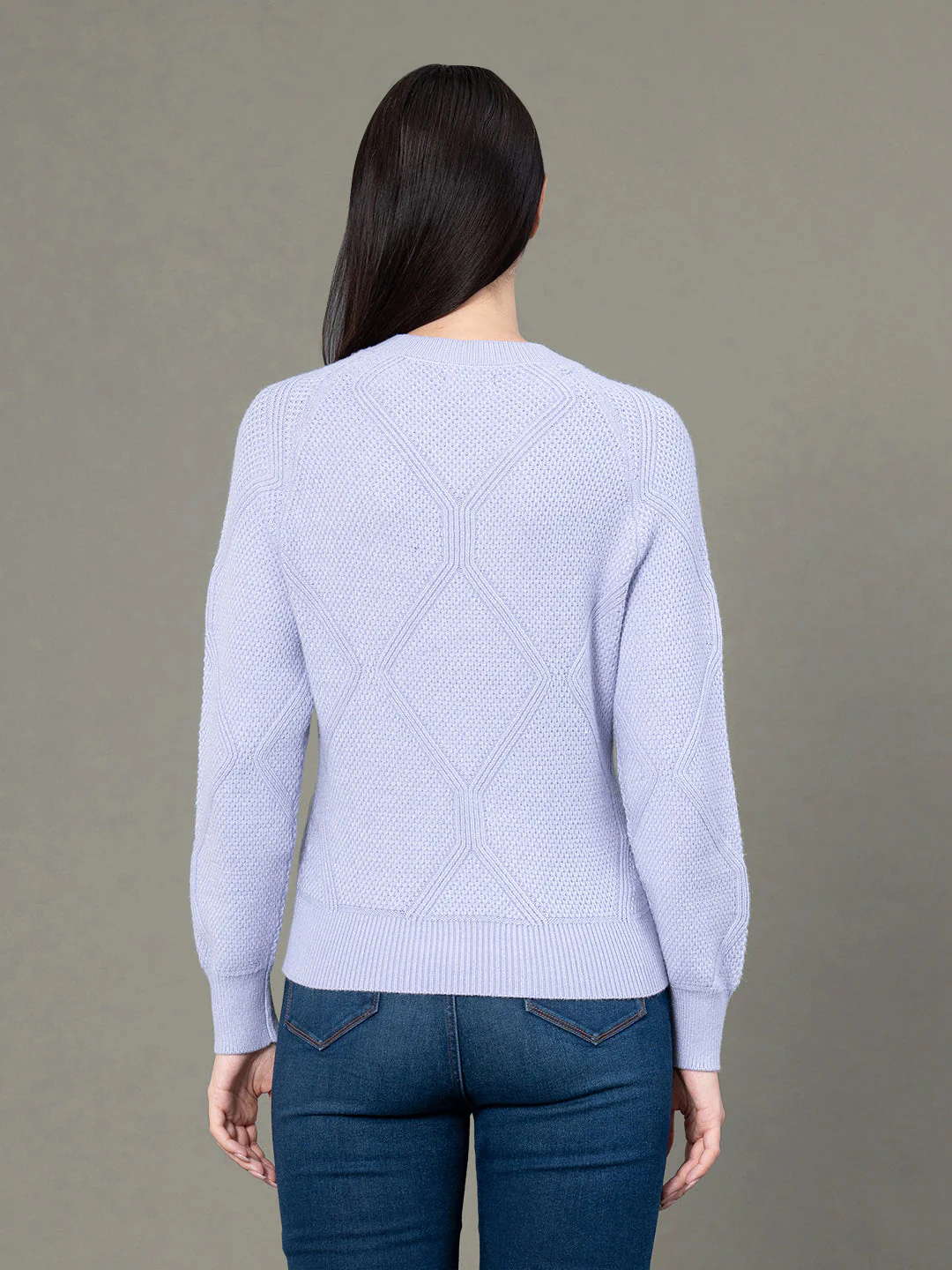 Women's Lilac Poly Viscose Polyamide Solid Sweater - Image 3