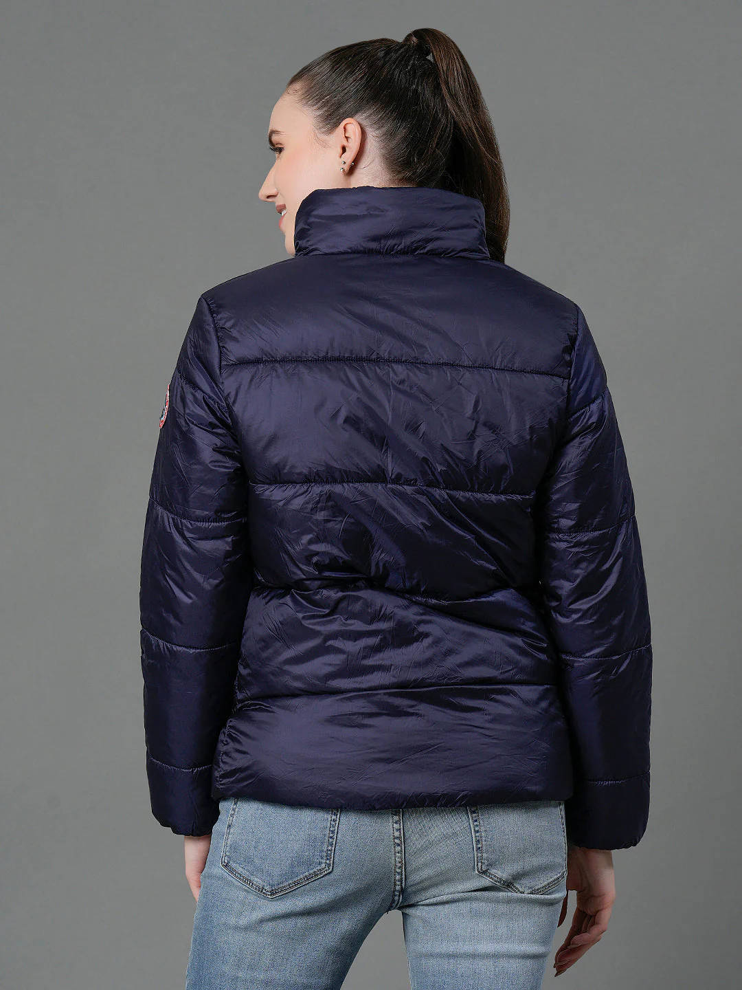 Women's Mid Night Blue Padded Jacket - Image 3