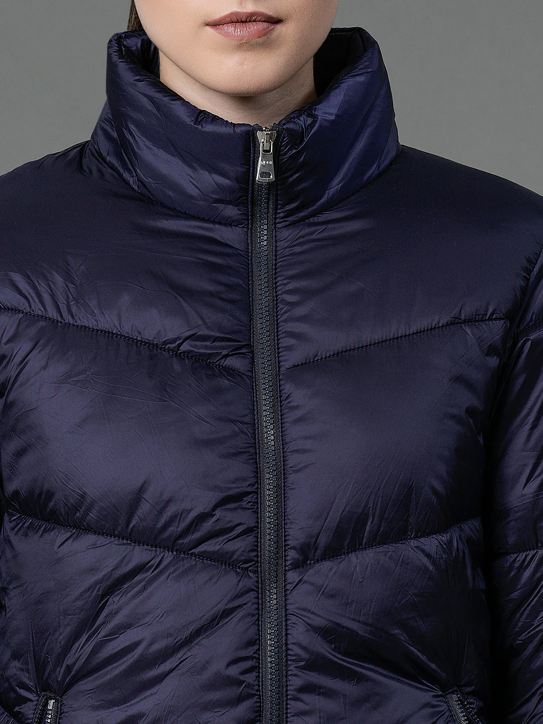 Women's Mid Night Blue Padded Jacket - Image 4