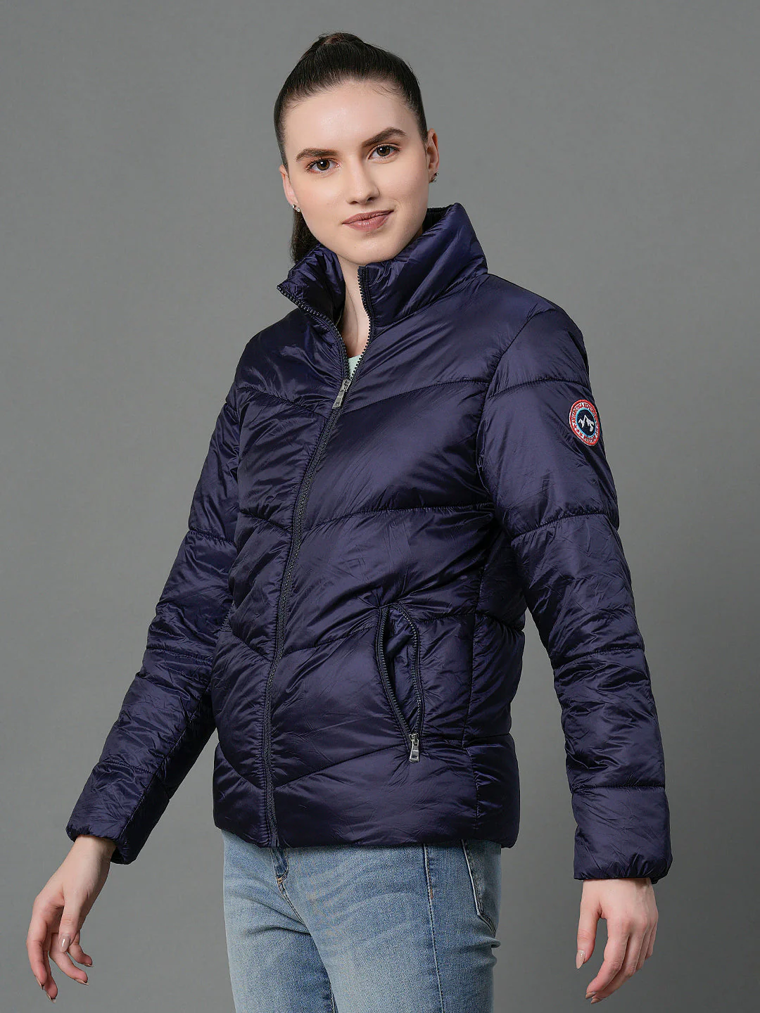 Women's Mid Night Blue Padded Jacket - Image 6