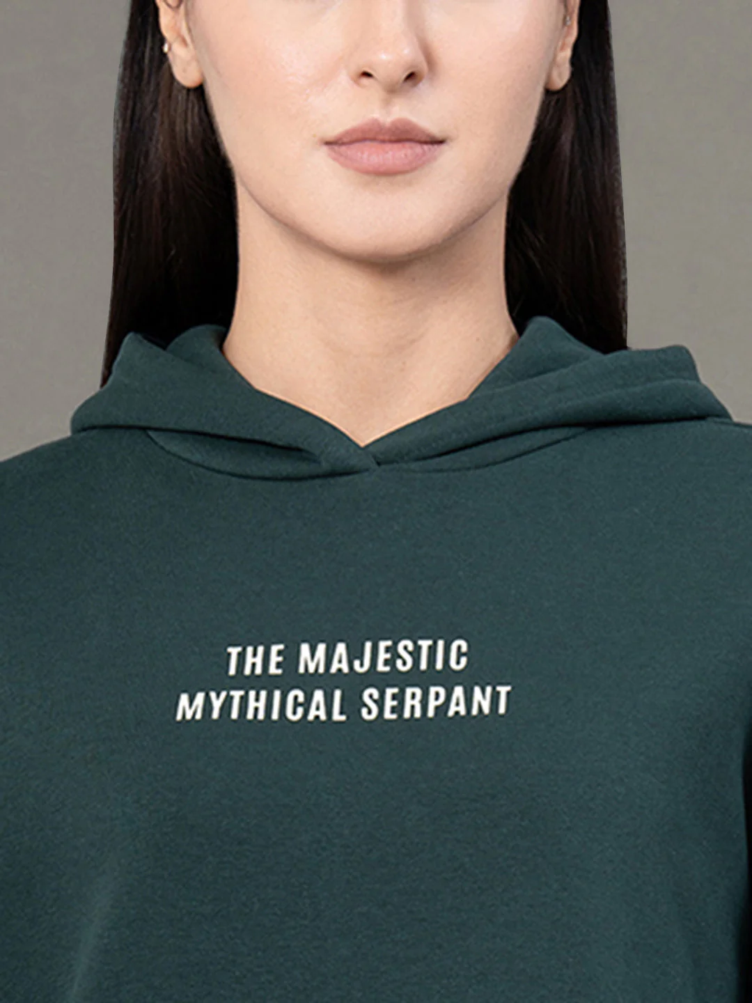 Women's Pine Green Poly Cotton Fleece Graphic Print Hoodie - Image 4