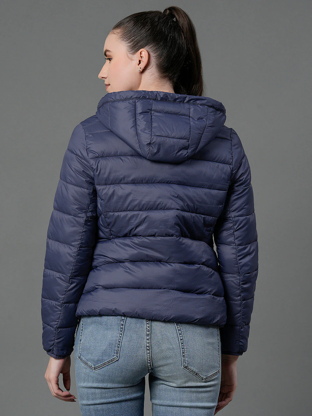 Women's Space Blue Padded Jacket - Image 3