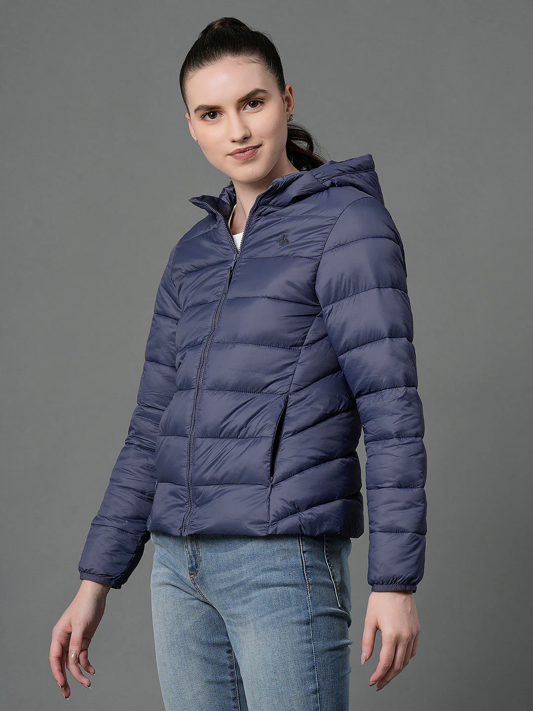 Women's Space Blue Padded Jacket - Image 6