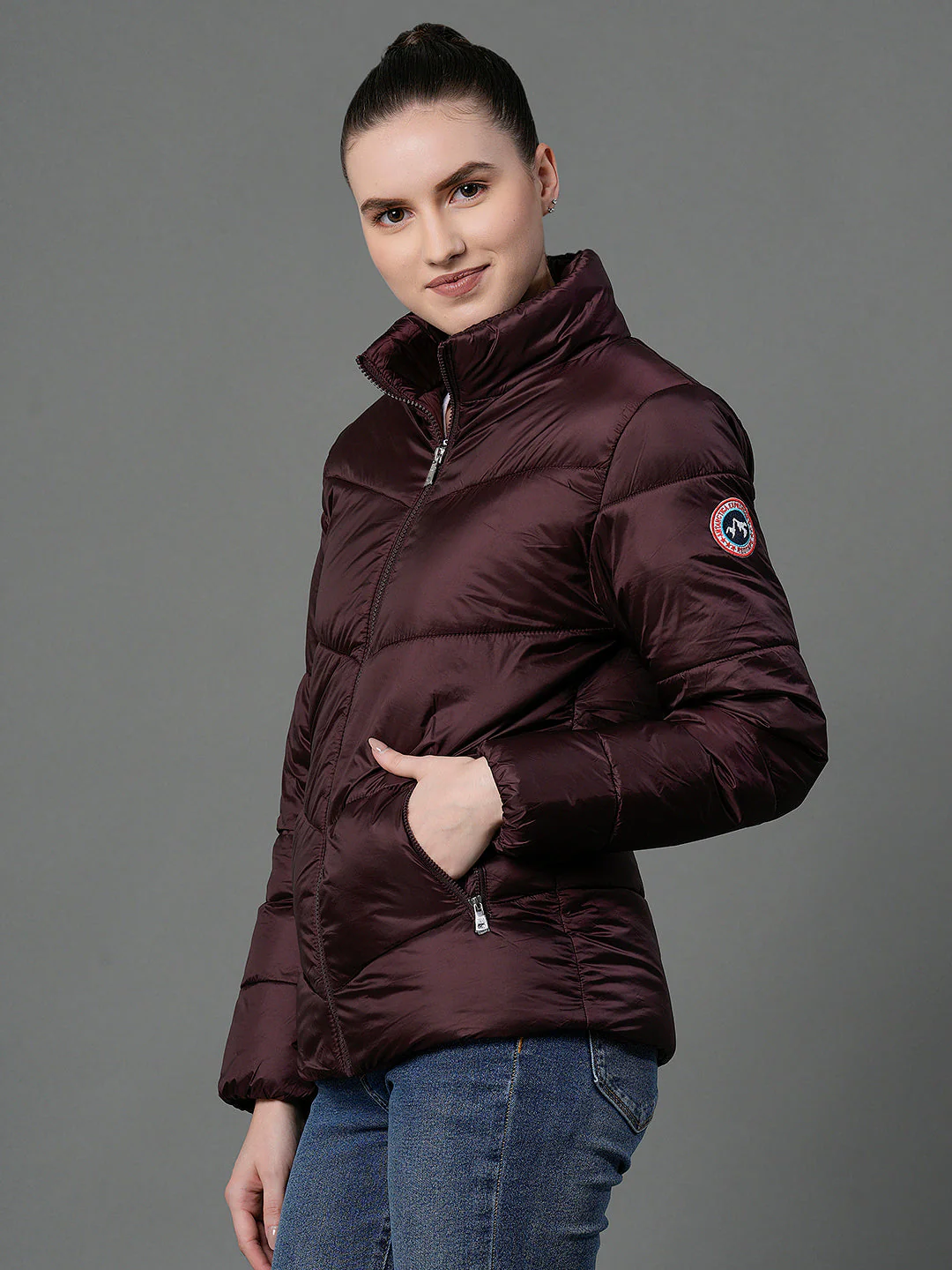 Women's Wine Padded Jacket - Image 2